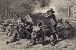 Les Virginiens se défendant contre les Indiens - after Felix Octavius Carr Darley