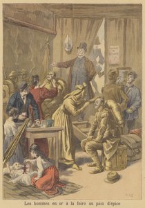 Hommes peints en or avant la foire de pain d