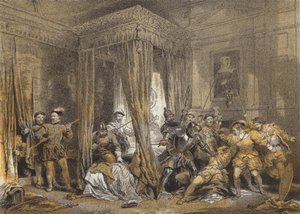 Chambre de la reine Marie, Holyrood - after George Cattermole