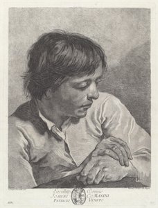 Un jeune homme avec les mains croisées - after Giovanni Battista Piazzetta Pietro Scattaglia and Innocente Alessandri