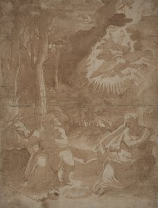 Repos pendant la fuite en Égypte - after Girolamo Muziano