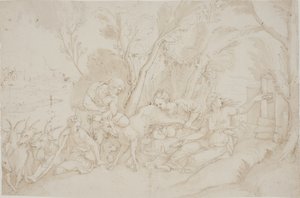 Jupiter allaité par la chèvre Amalthée - after Giulio Romano