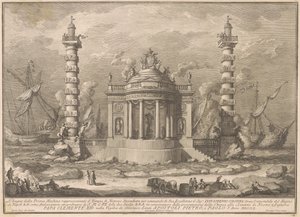 La Prima Macchina pour la Chinea de 1760 : Le Temple de Neptune - after Giuseppe Palazzi Giuseppe Vasi after Paolo Posi
