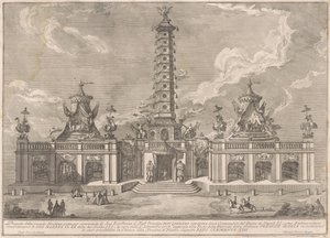 La Seconde Machine pour la Chinea de 1758 : La Tour de Porcelaine de Nanjing - after Giuseppe Palazzi attritbuted to Giuseppe Pozzi after Paolo Posi