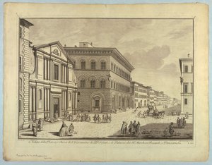 Vue de Florence, planche de "Scelta di XXIV Vedute delle principali contrade, piazze, chiese, e palazzi della Città di Firenze" - after Giuseppe Zocchi