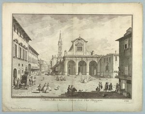 Vue de Florence, planche de "Scelta di XXIV Vedute delle principali contrade, piazze, chiese, e palazzi della Città di Firenze" - after Giuseppe Zocchi