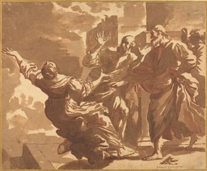 La mort de Saphira - after Guercino Follower of Jan de Bisschop
