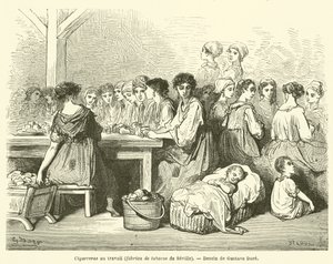 Cigarreras au travail, fabrique de tabacs de Séville - Gustave after Dore