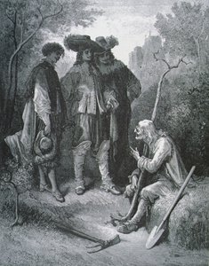 Illustration pour Le Vieillard et les Trois Jeunes Hommes, des Fables de Jean de La Fontaine - Gustave after Dore
