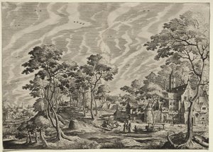Paysage avec un château à droite - after Hans Bol