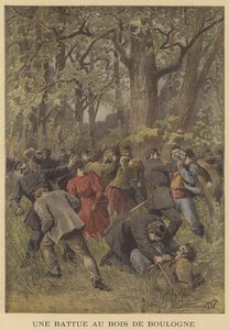 Confrontation entre la police et les vagabonds dans le Bois de Boulogne - after Henri Meyer