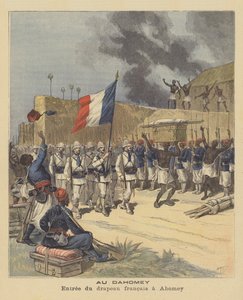 Entrée du drapeau français à Abomey, Dahomey