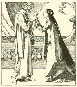 Belle Isoult et Sir Tristram boivent le philtre d