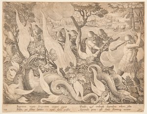 Serpents combattant avec le feu - after Jan van der Straet, called Stradanus