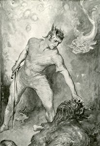 Beowulf coupe la tête de Grendel - after John Henry Frederick Bacon