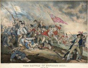 La Bataille de Bunkers Hill, 17 juin 1775 (gravure en couleur) - after John Trumbull