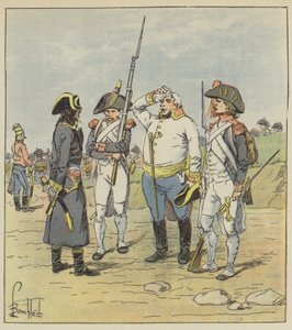 Bonaparte interroge un gros major autrichien prisonnier - after Louis Charles Bombled