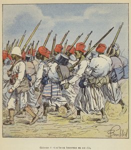 Colonne de tirailleurs haoussas en marche - after Louis Charles Bombled