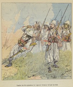 Combat du 26 septembre, le caporal Gemaux tué par un obus - after Louis Charles Bombled