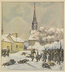 Combat du 62e et du 37e de marche dans le village de Changé - after Louis Charles Bombled