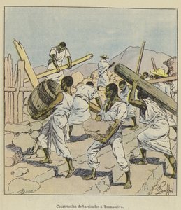 Construction de barricades à Tananarive - after Louis Charles Bombled