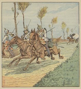 Cuirassiers prussiens poursuivis par les francs-tireurs - after Louis Charles Bombled