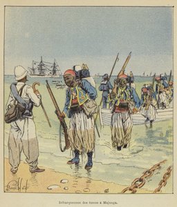 Débarquement des turcos à Majunga - after Louis Charles Bombled