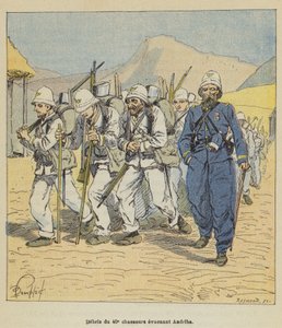 Débris du 40e chasseurs évacuant Andriba - after Louis Charles Bombled