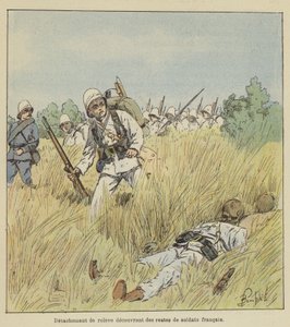 Détachement de relève découvrant des restes de soldats français - after Louis Charles Bombled