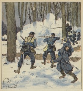 Francs-tireurs combattant sous bois - after Louis Charles Bombled