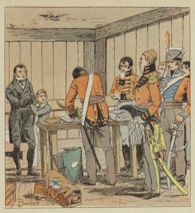 Hudson-Lowe fait fouiller les papiers de Las-Cases - after Louis Charles Bombled