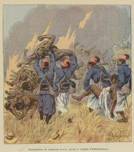 Incinération de cadavres hovas, après le combat d