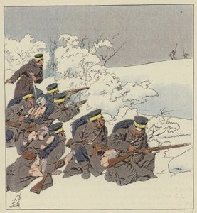Infanterie japonaise en tenue de campagne en hiver - after Louis Charles Bombled