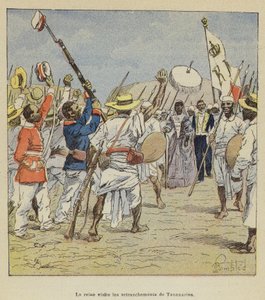 La reine visite les retranchements de Tananarive - after Louis Charles Bombled