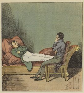 Las Cases regarde dormir Napoléon - after Louis Charles Bombled