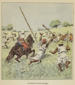 La chasse aux bœufs sauvages - after Louis Charles Bombled