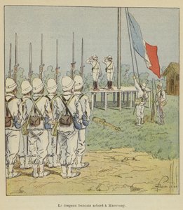 Le drapeau français arboré à Marovoay - after Louis Charles Bombled