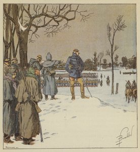 Le général Chanzy parcourt le front des positions, le 11 janvier, avant la bataille - after Louis Charles Bombled