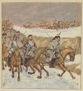 Les Arabes du colonel Goursaud dégagent, par une charge brillante, le 3e cuirassiers - after Louis Charles Bombled