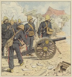Les Français tirent sur la porte de Choum-Tsche-Men - after Louis Charles Bombled