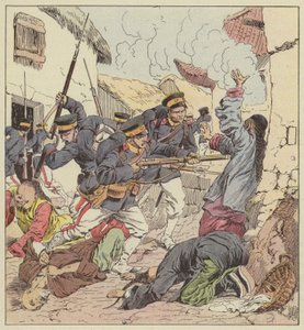 Les Japonais massacrant les Chinois de Port-Arthur - after Louis Charles Bombled