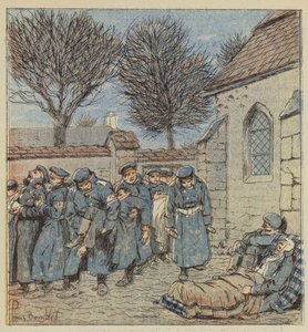 Les blessés dans la cour du presbytère de Lorcy - after Louis Charles Bombled