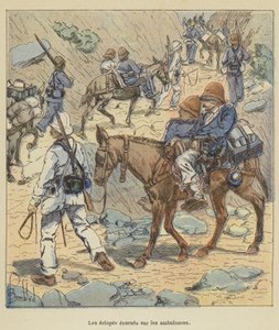 Les éclopés évacués sur les ambulances - after Louis Charles Bombled