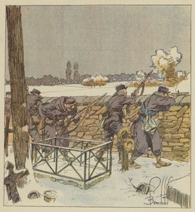 Les francs-tireurs de Paris défendent le cimetière de Montsort - after Louis Charles Bombled