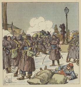 Les gendarmes à pied du général Bourdillon défendent le passage de l