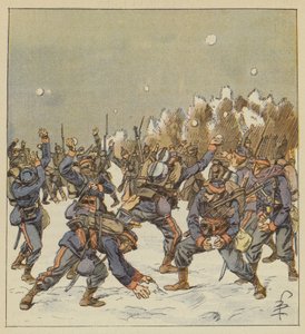 Les soldats des deux armées se battent à coups de boules de neige, le matin du 11 janvier - after Louis Charles Bombled