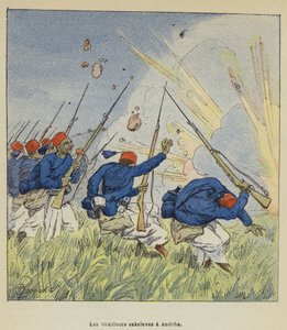 Les tirailleurs sakalaves à Andriba - after Louis Charles Bombled