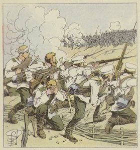 Les tirailleurs sibériens à Vafangou - after Louis Charles Bombled