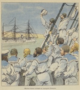 Marins russes saluant un transport français - after Louis Charles Bombled