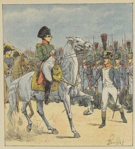 Napoléon interpellé à la parade par un lieutenant - after Louis Charles Bombled